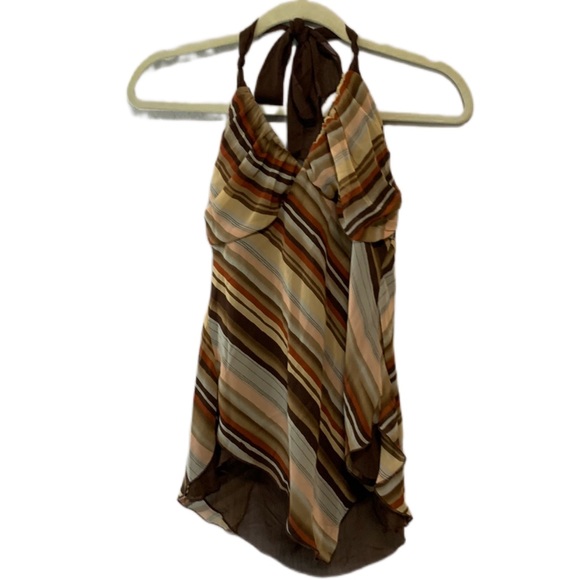 Vintage Tops - Y2K Heart Soul Striped Pointed Hem Halter Tank Top
